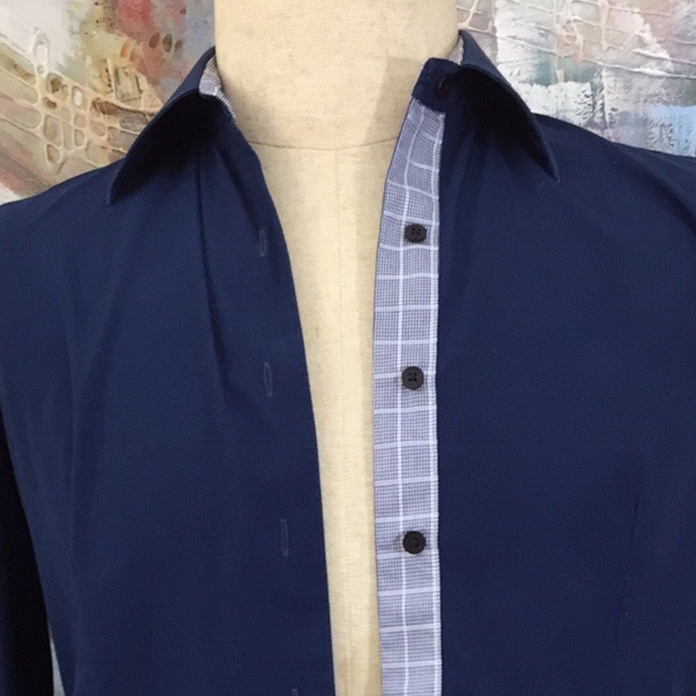 🌹From Collars To Cuffs Striped Trim Button Front Shirt Top - Picture 6 of 13